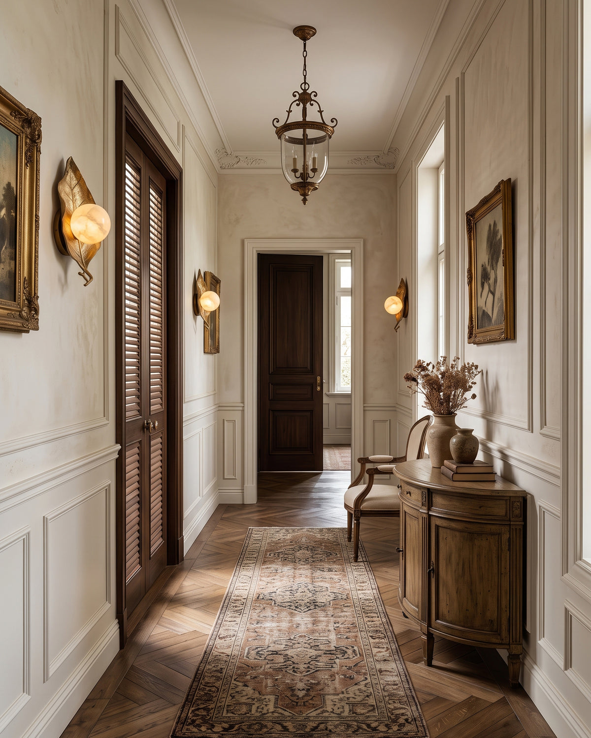 Aplique de pared de alabastro Halcyon Ginkgo