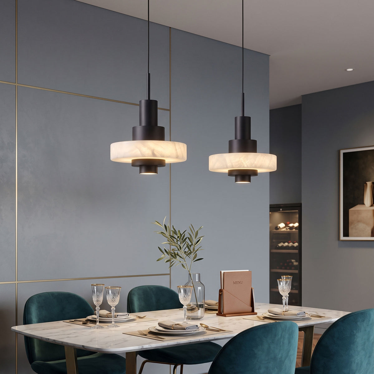 Herbie Alabaster Pendant Light