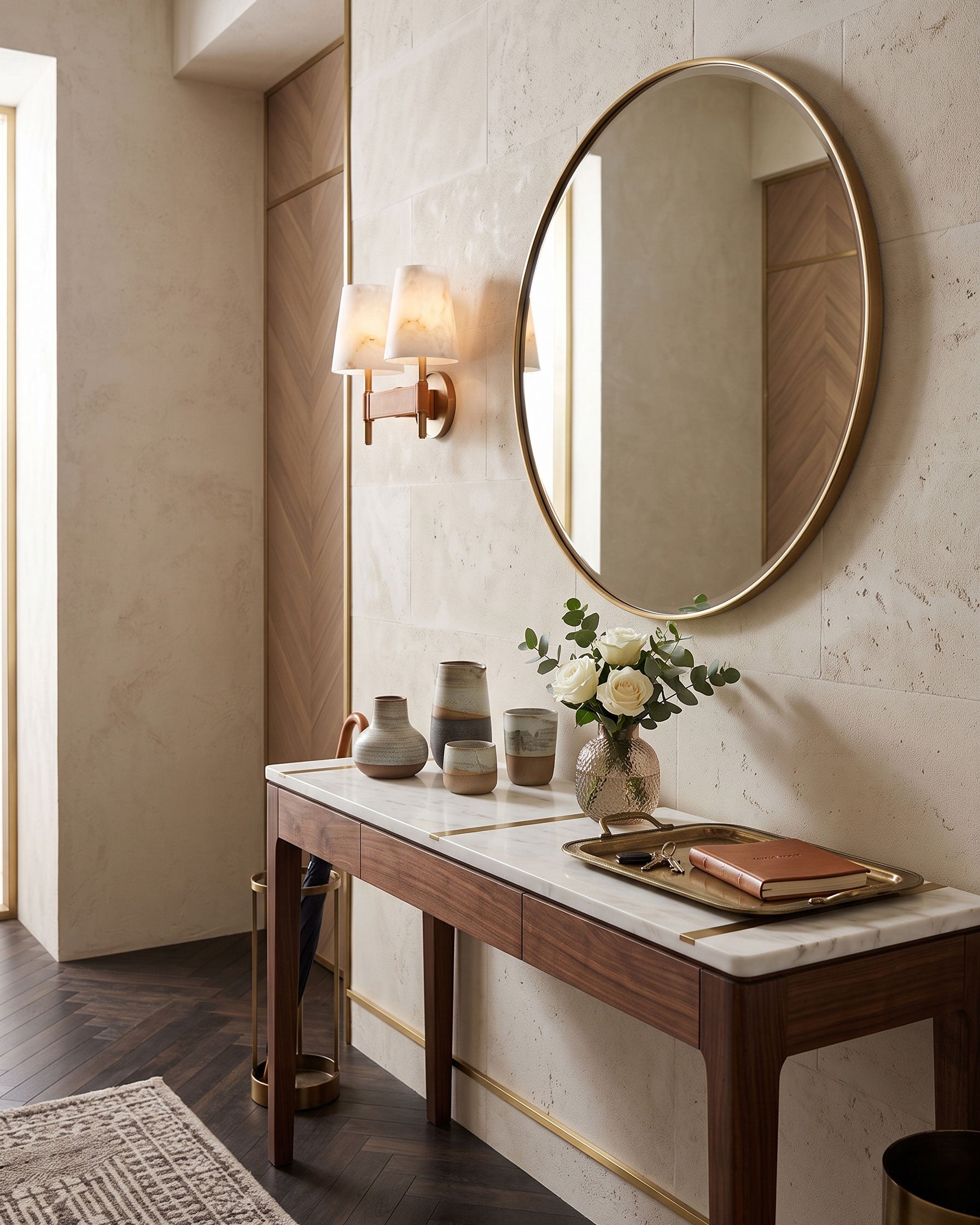 Kerrick Alabaster Leather Wall Sconce