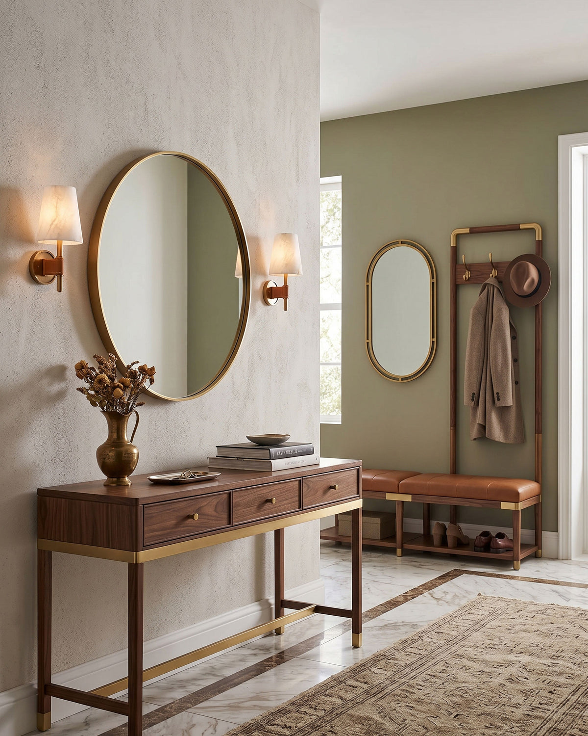 Kerrick Alabaster Leather Wall Sconce
