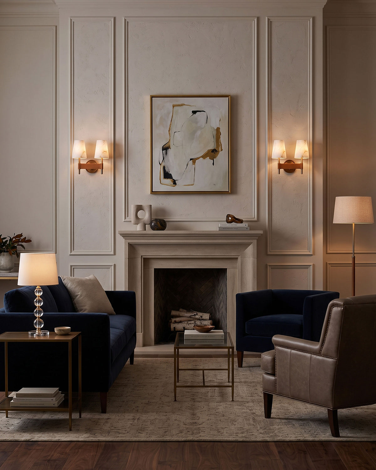 Kerrick Alabaster Leather Wall Sconce