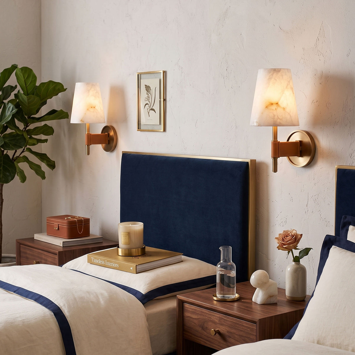 Kerrick Alabaster Leather Wall Sconce