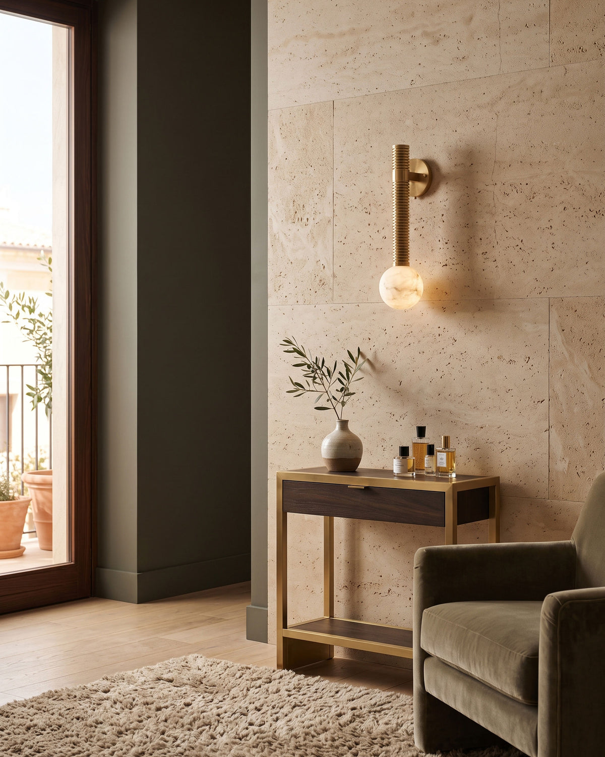 Kidd Globe Alabaster Wall Sconce