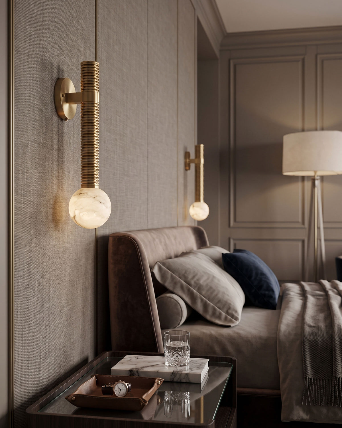 Kidd Globe Alabaster Wall Sconce