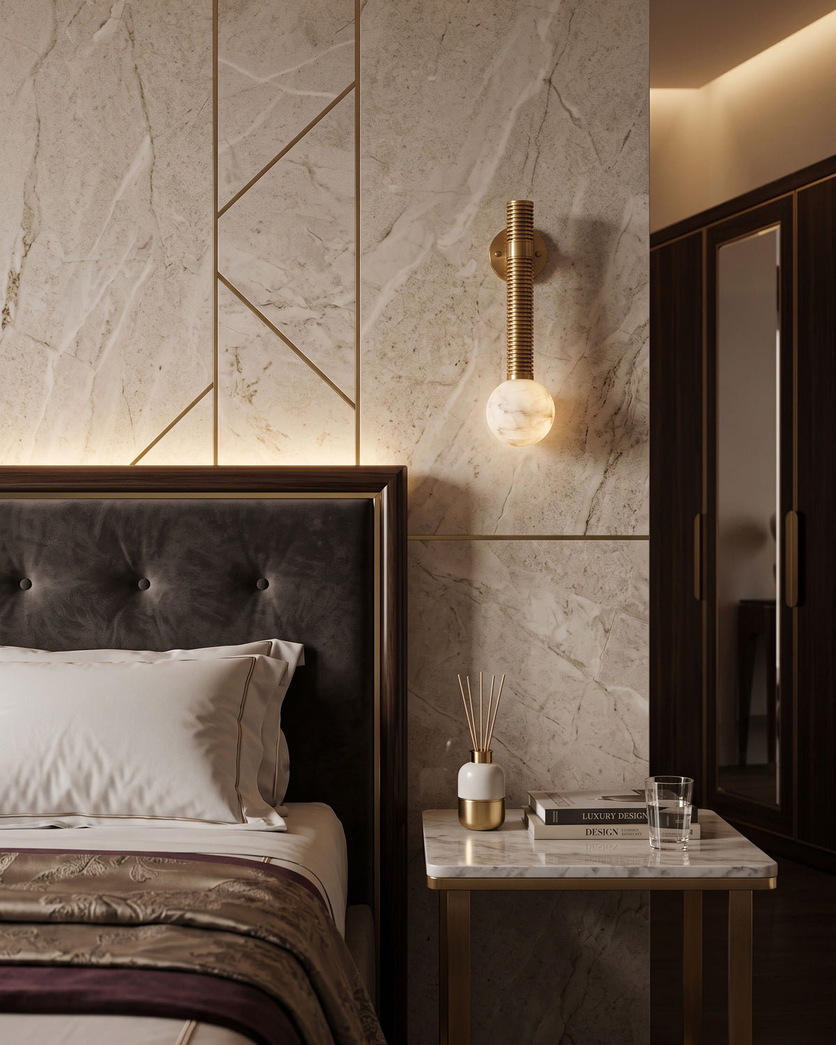 Kidd Globe Alabaster Wall Sconce