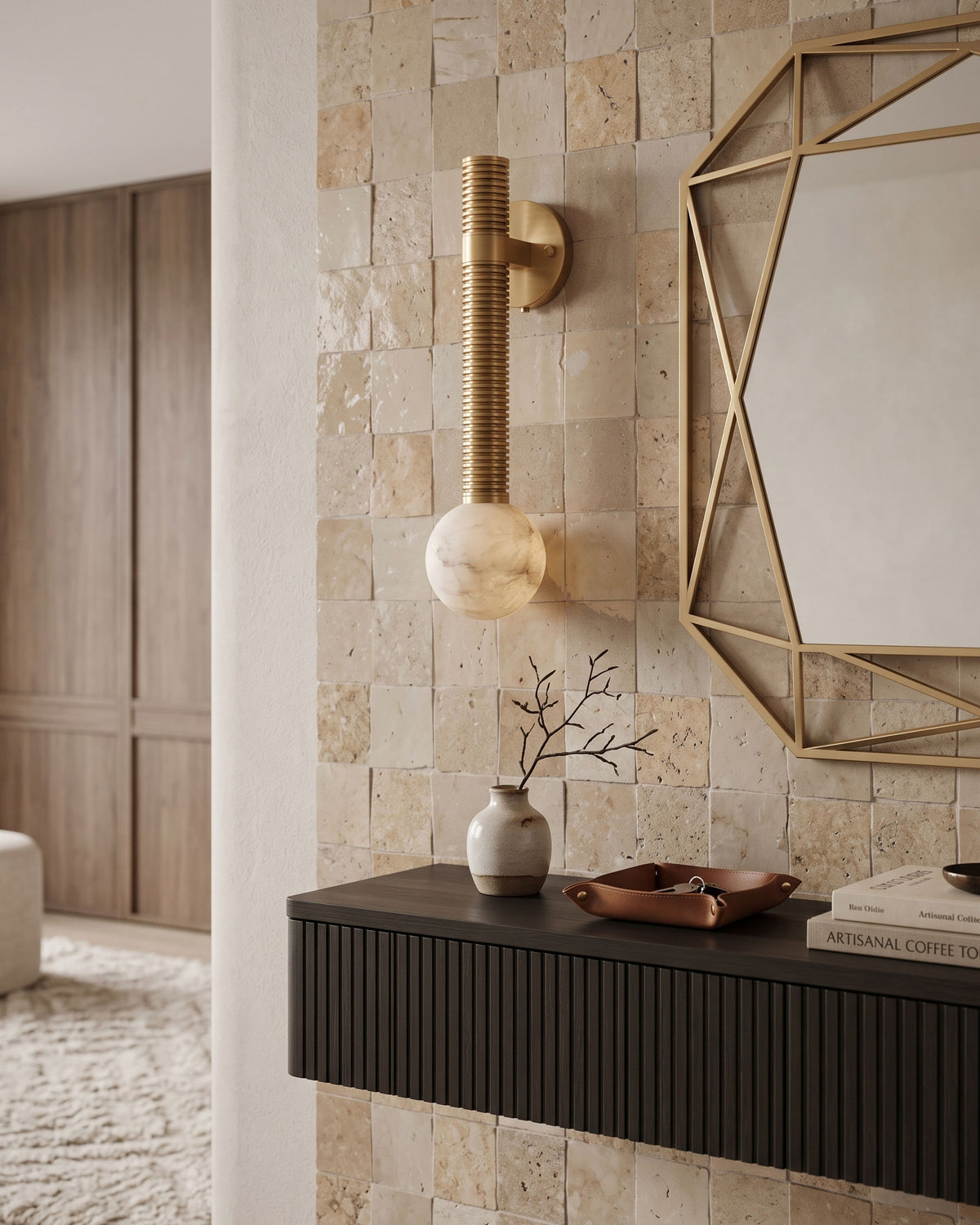 Kidd Globe Alabaster Wall Sconce
