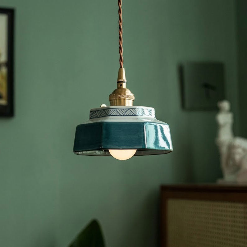 Leofric Retro Ceramic Pendant Lamp – detail 19
