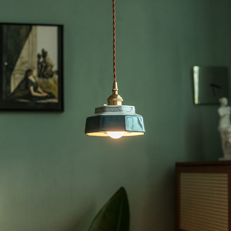 Leofric Retro Ceramic Pendant Lamp – detail 14