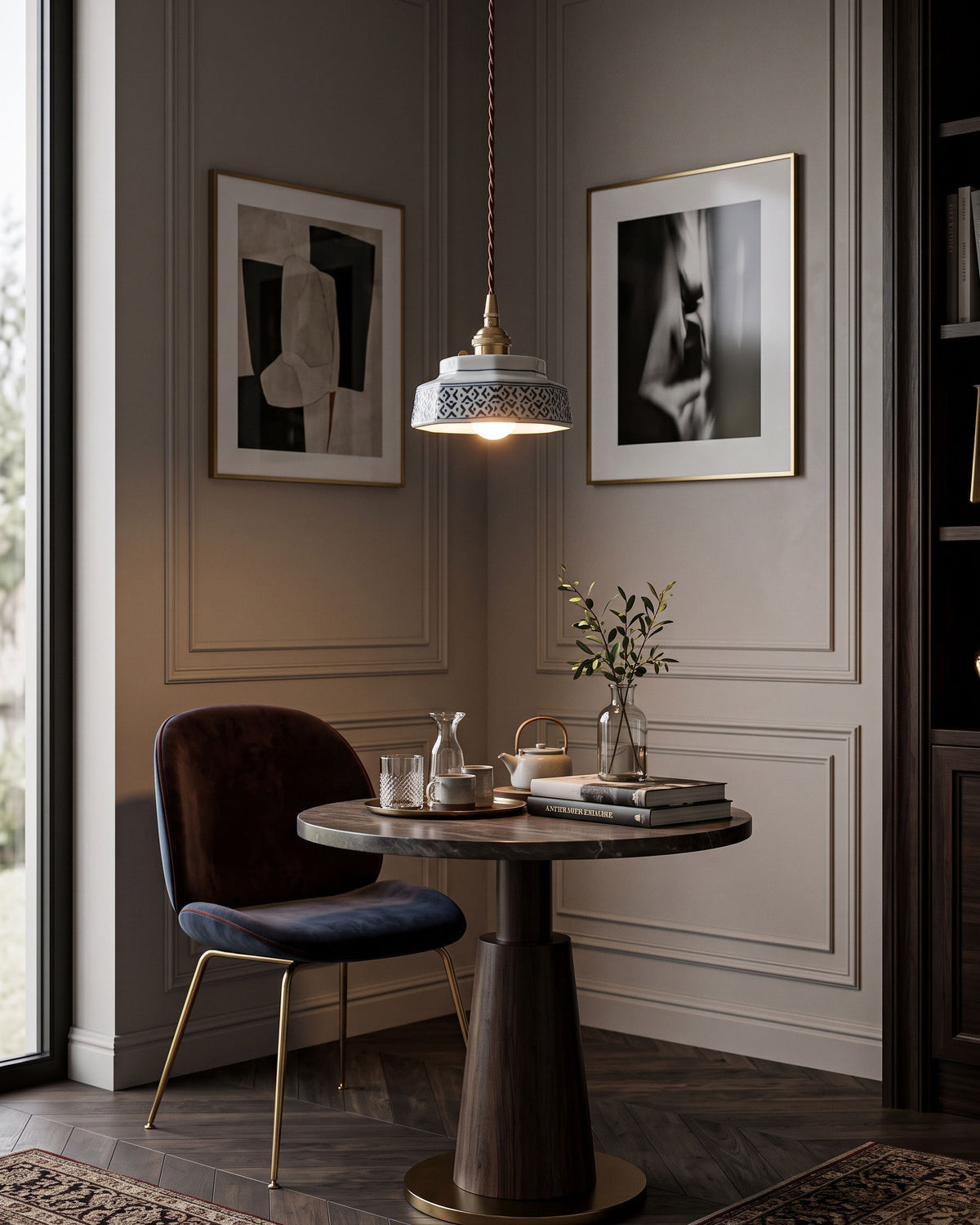 Leofric Retro Ceramic Pendant Lamp – detail 10