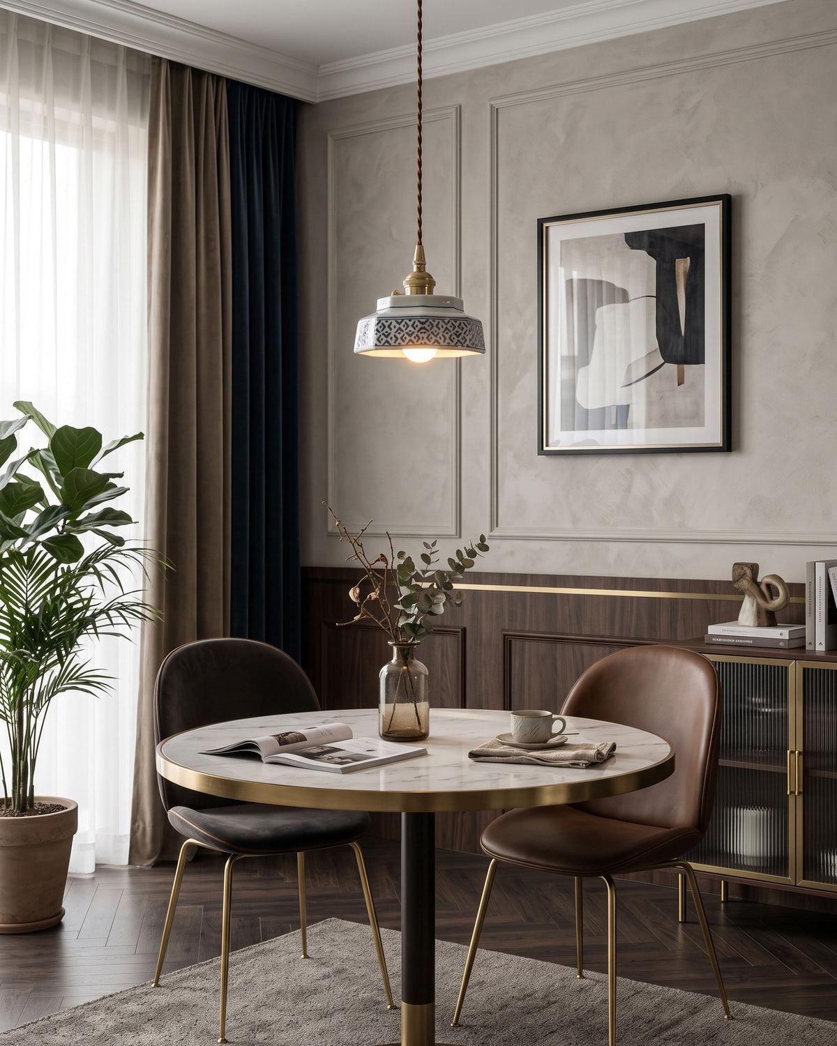 Leofric Retro Ceramic Pendant Lamp – detail 11