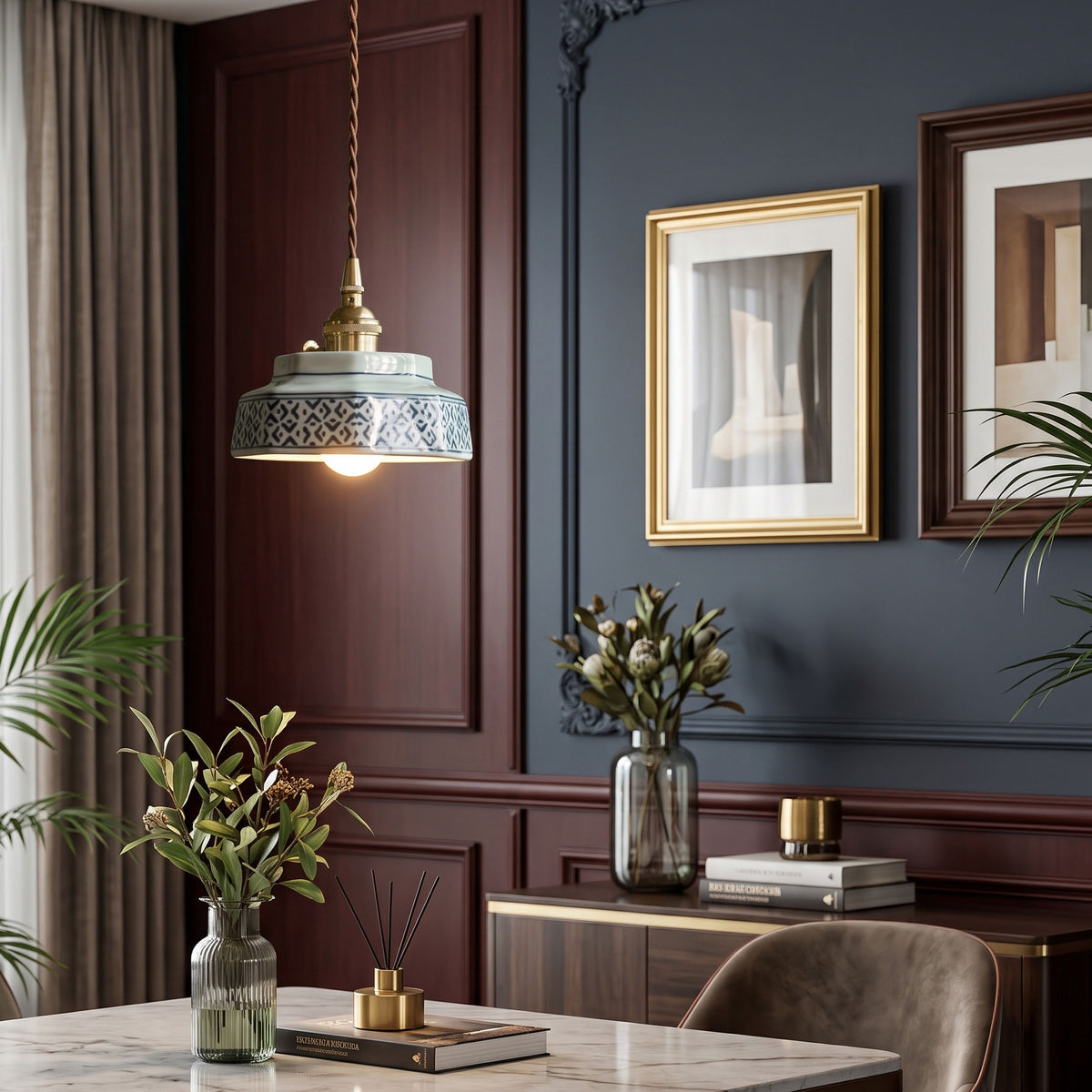 Leofric Retro Ceramic Pendant Lamp – detail 3