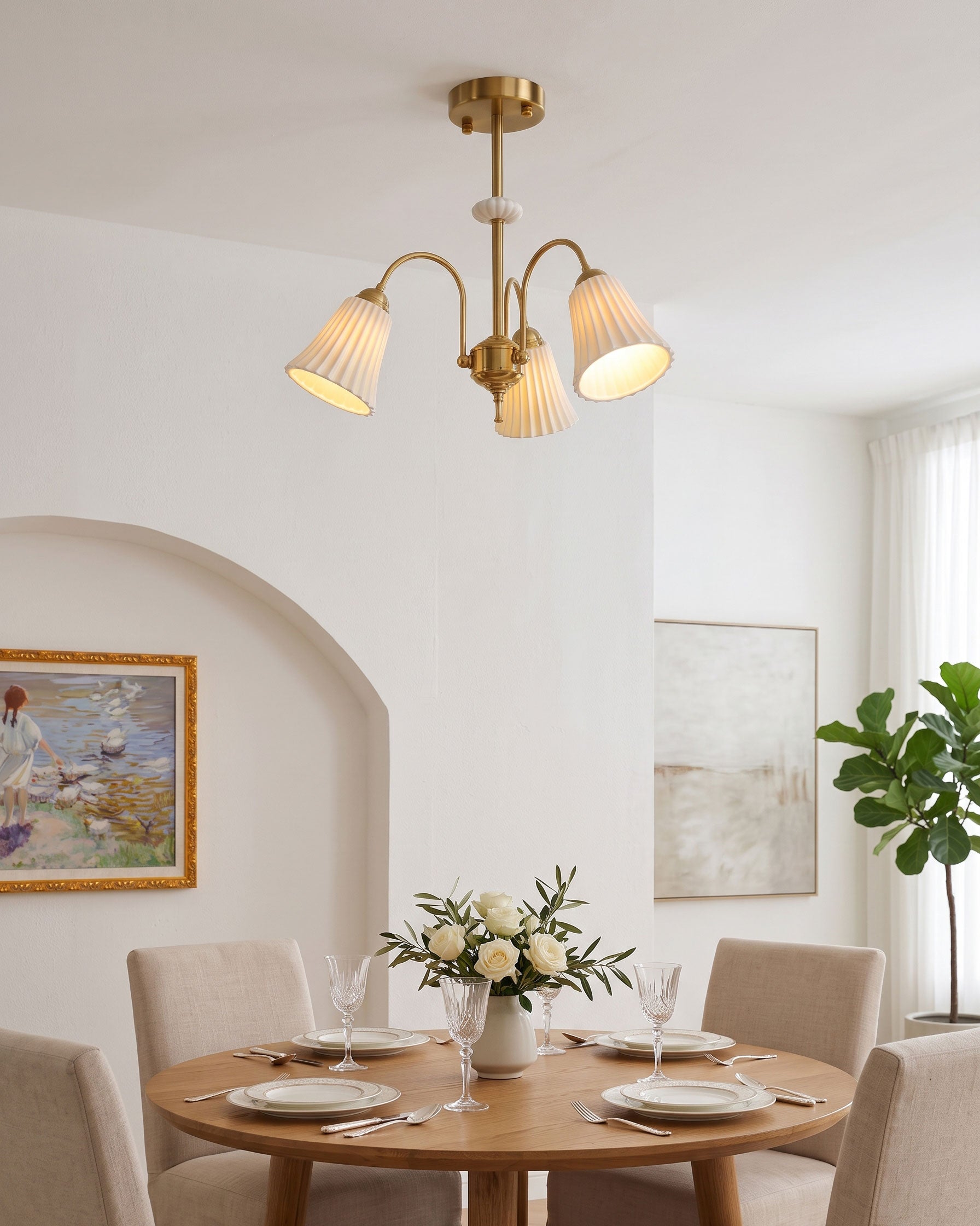Leona Fluted Ceramic Chandelier