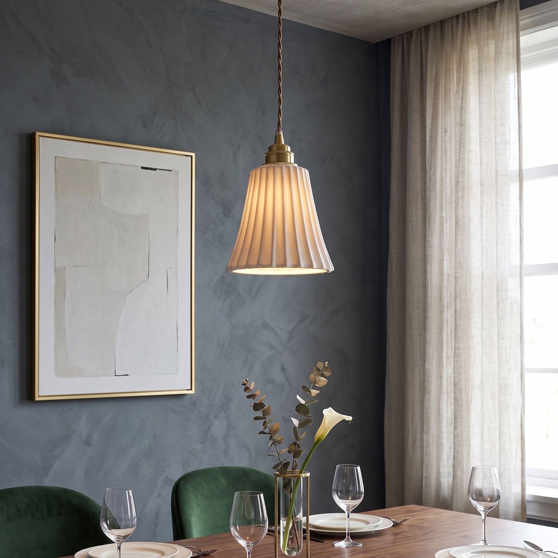 Leona Fluted Ceramic Pendant Light