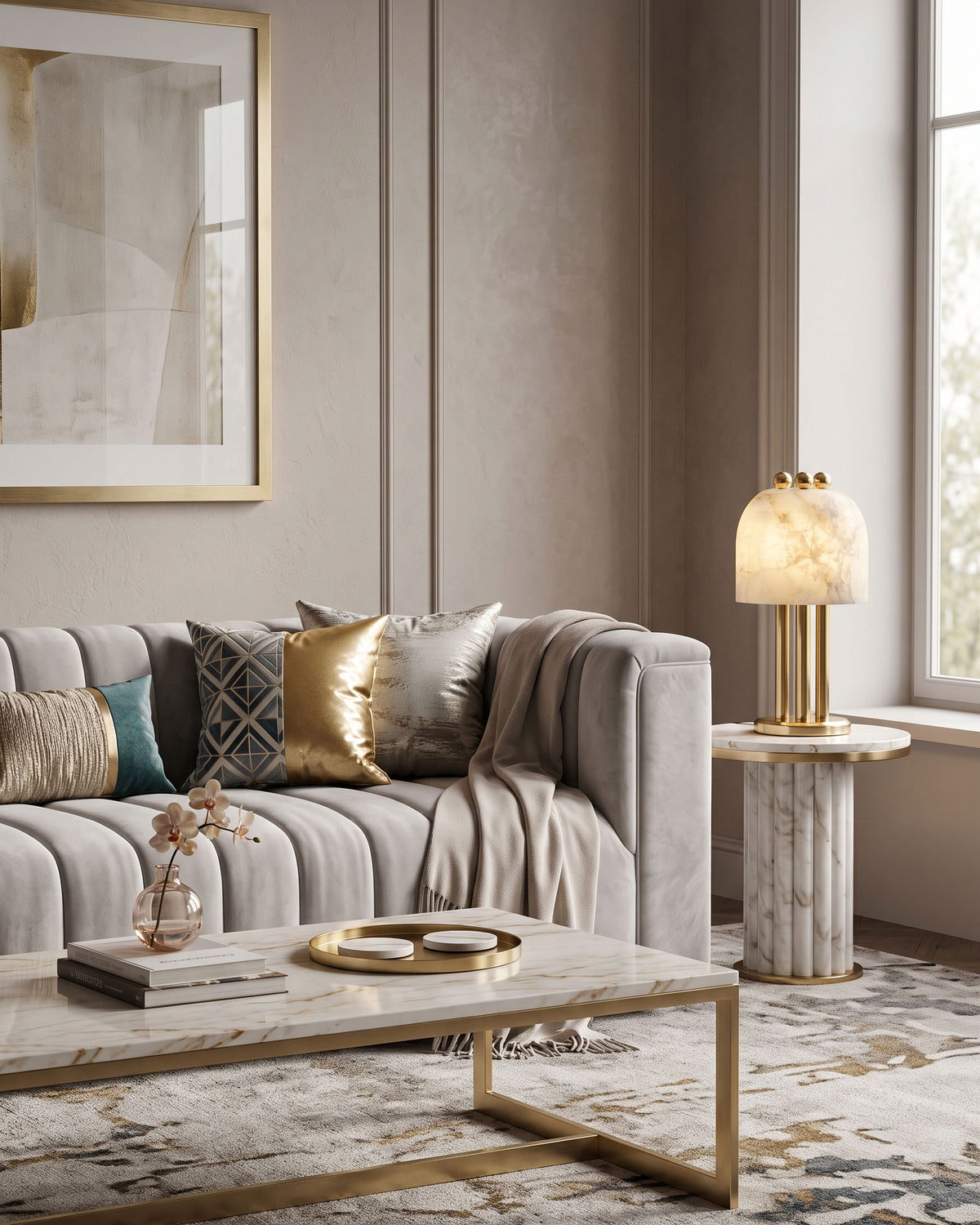 Leopold Sculptural Alabaster Table Lamp