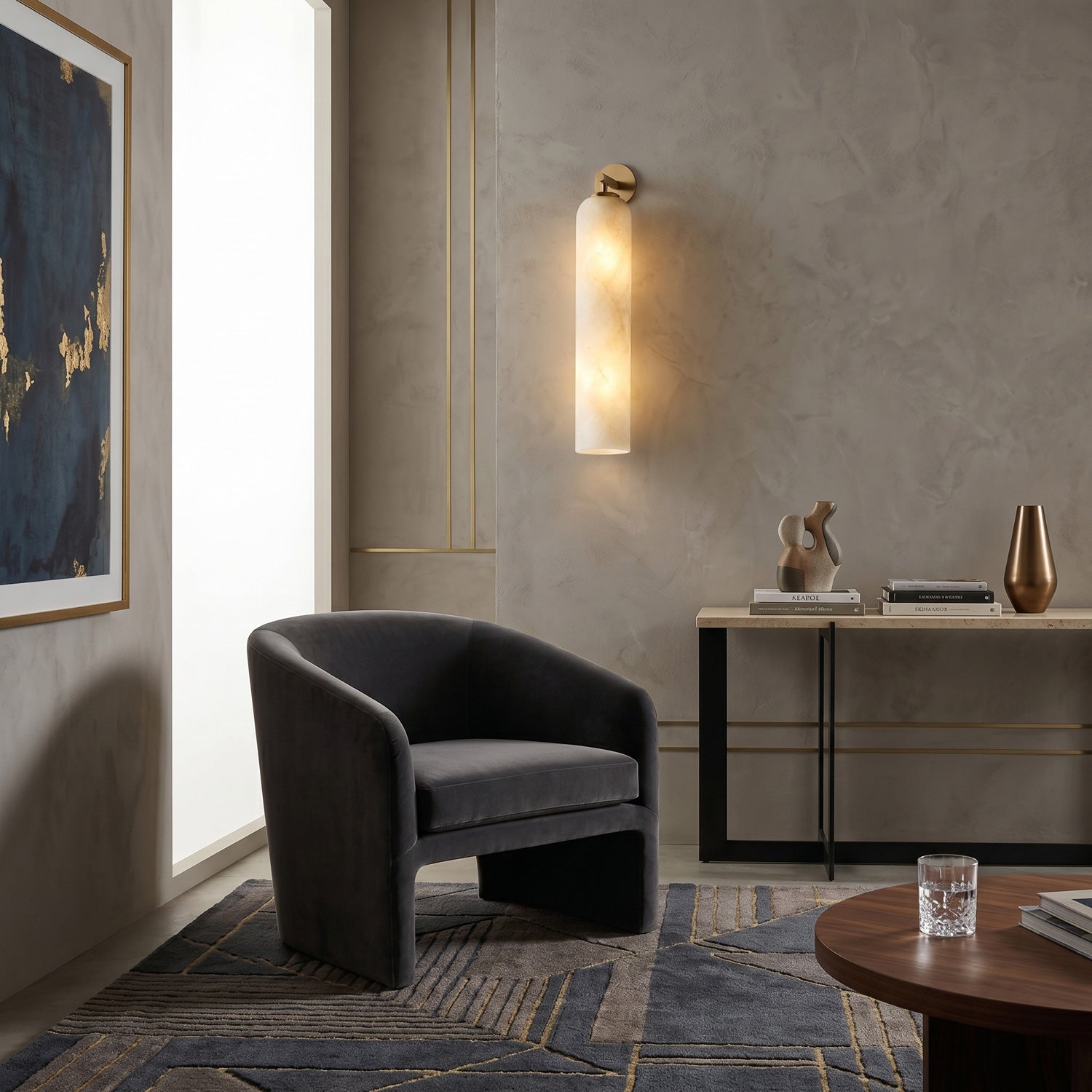 Float Long Alabaster Wall Sconce