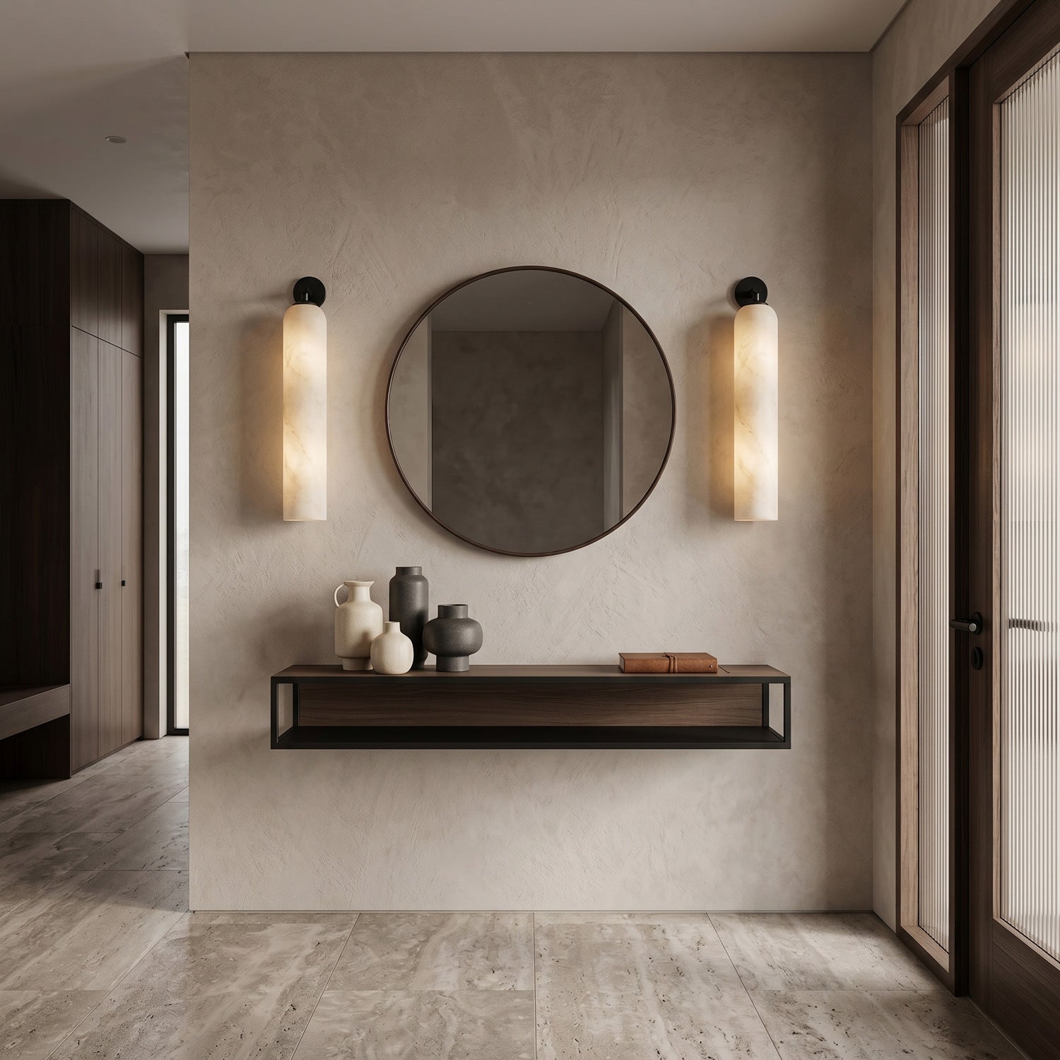 Float Long Alabaster Wall Sconce