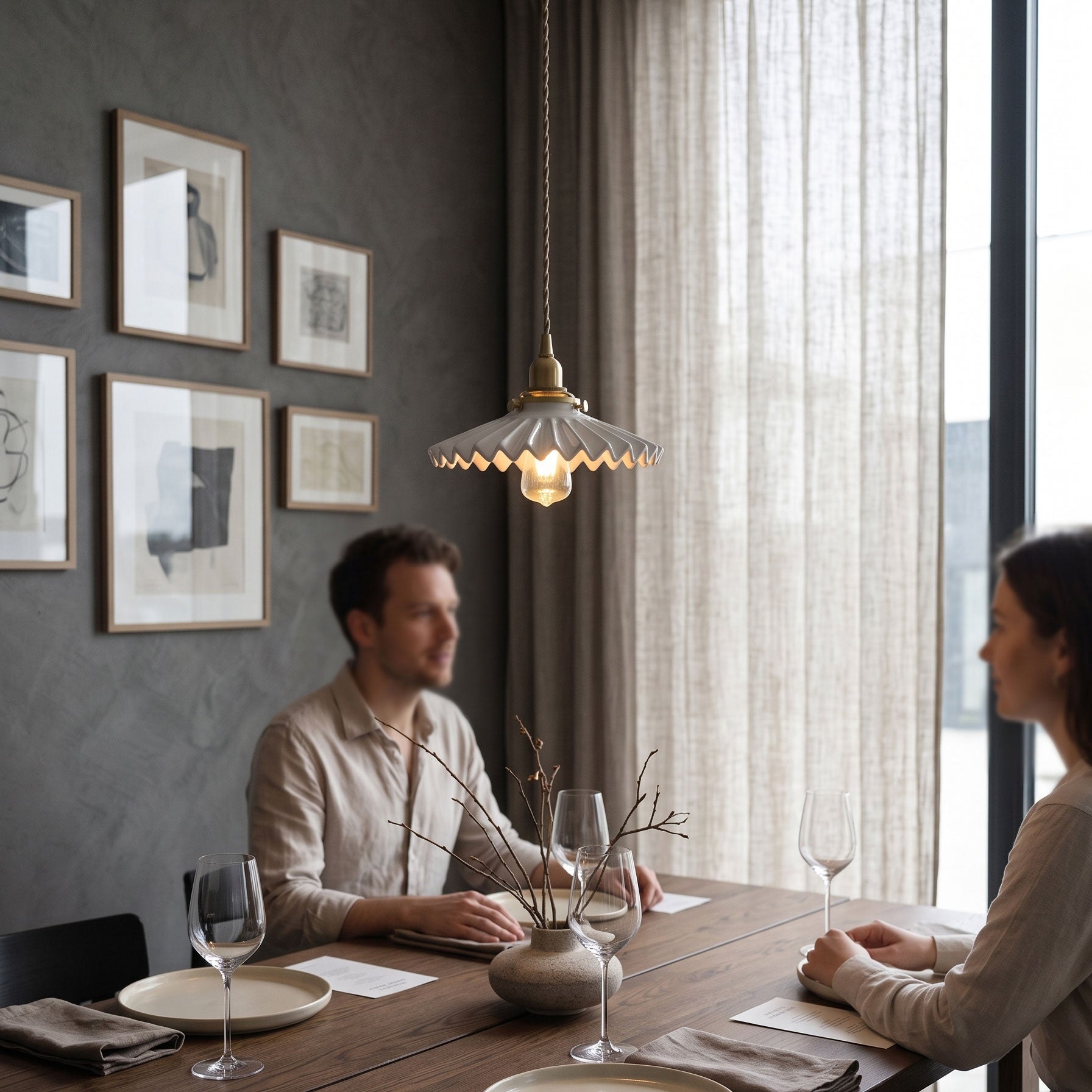 Lumi Fluted Ceramic Pendant Light
