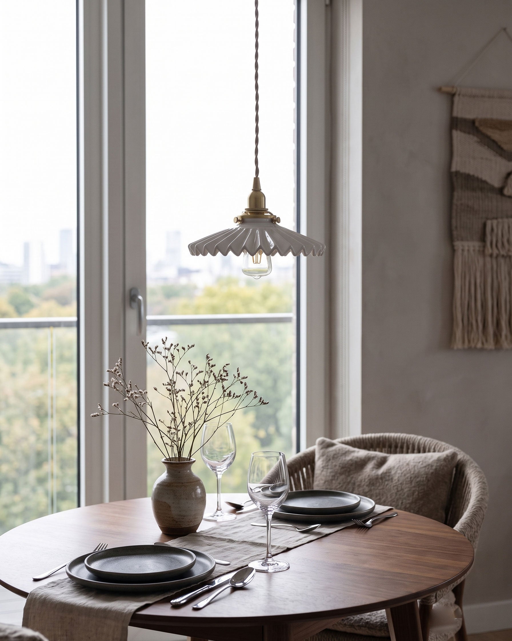 Lumi Fluted Ceramic Pendant Light