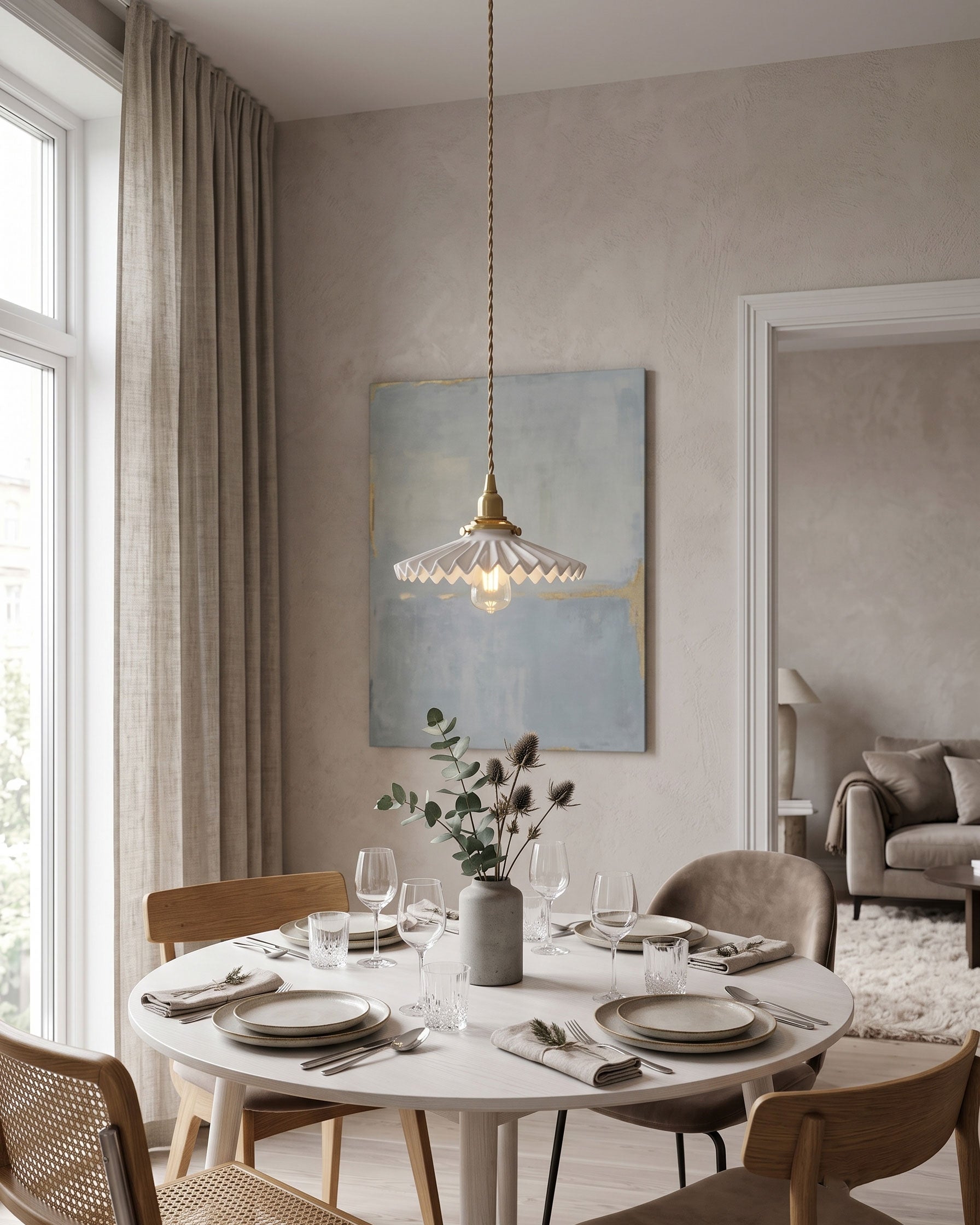 Lumi Fluted Ceramic Pendant Light