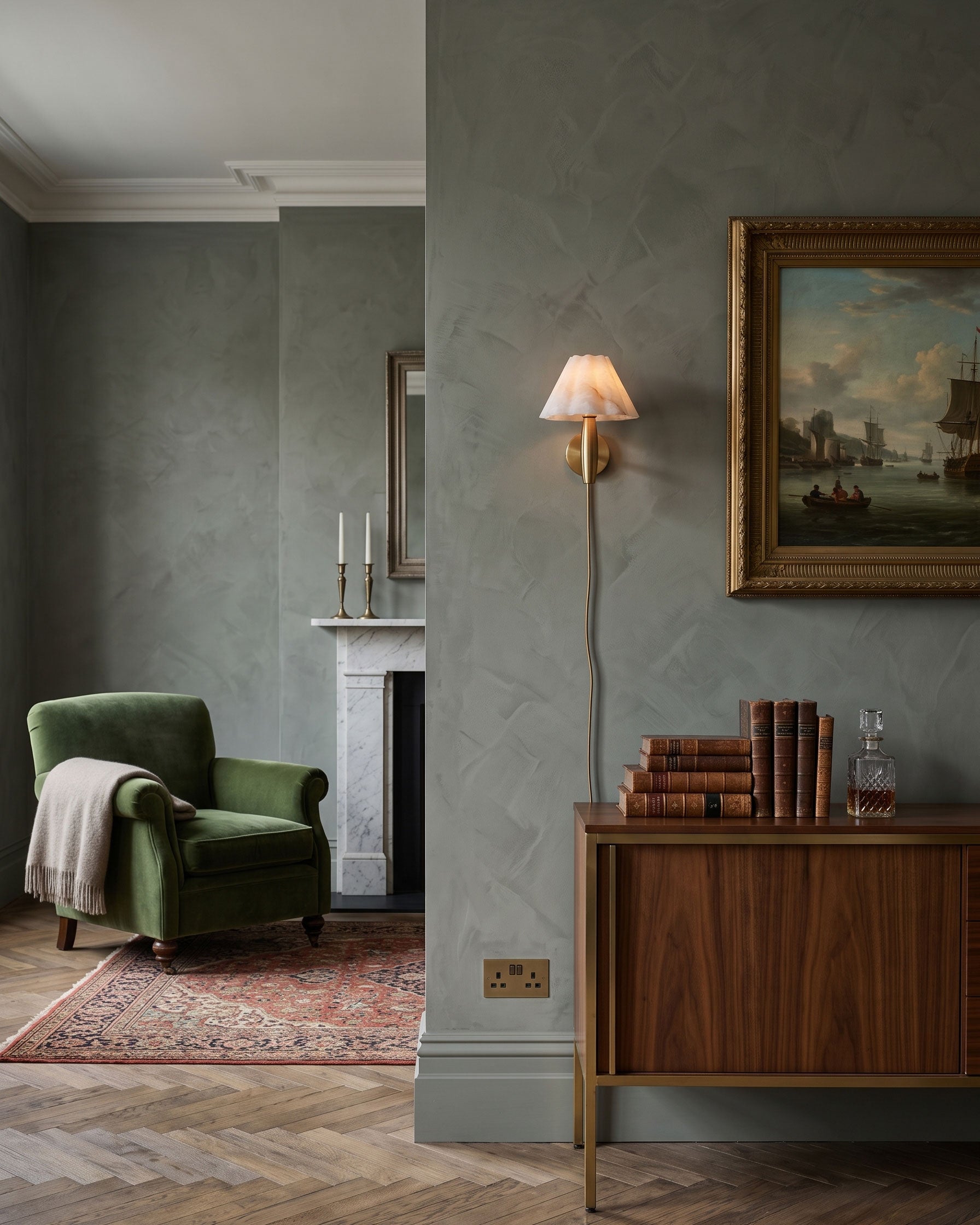 Mireille Alabaster Plug-In Wall Sconce