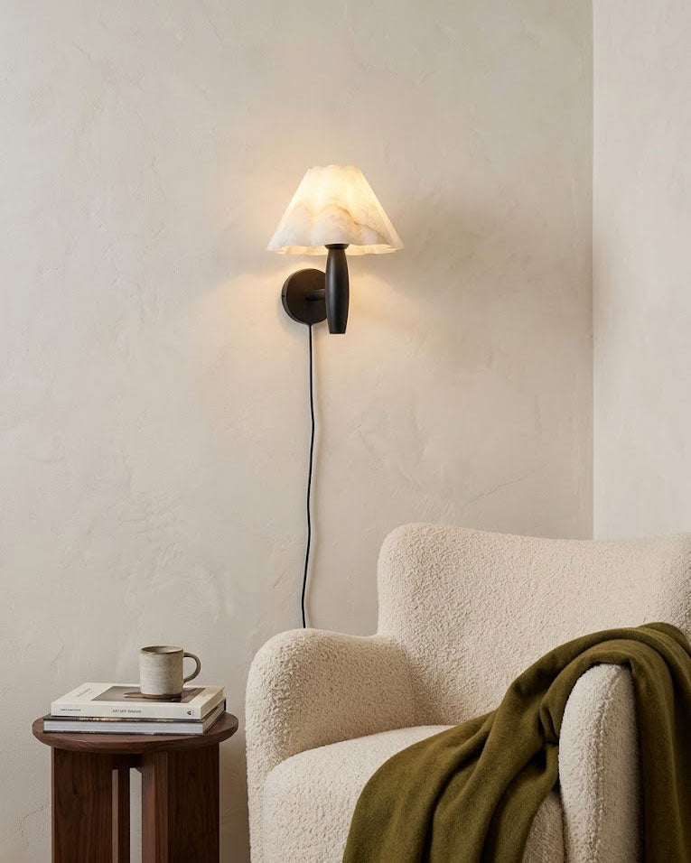 Mireille Alabaster Plug-In Wall Sconce