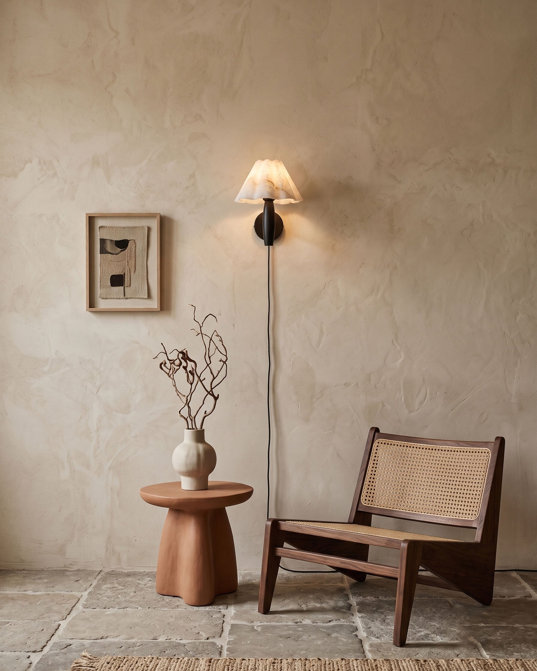 Mireille Alabaster Plug-In Wall Sconce