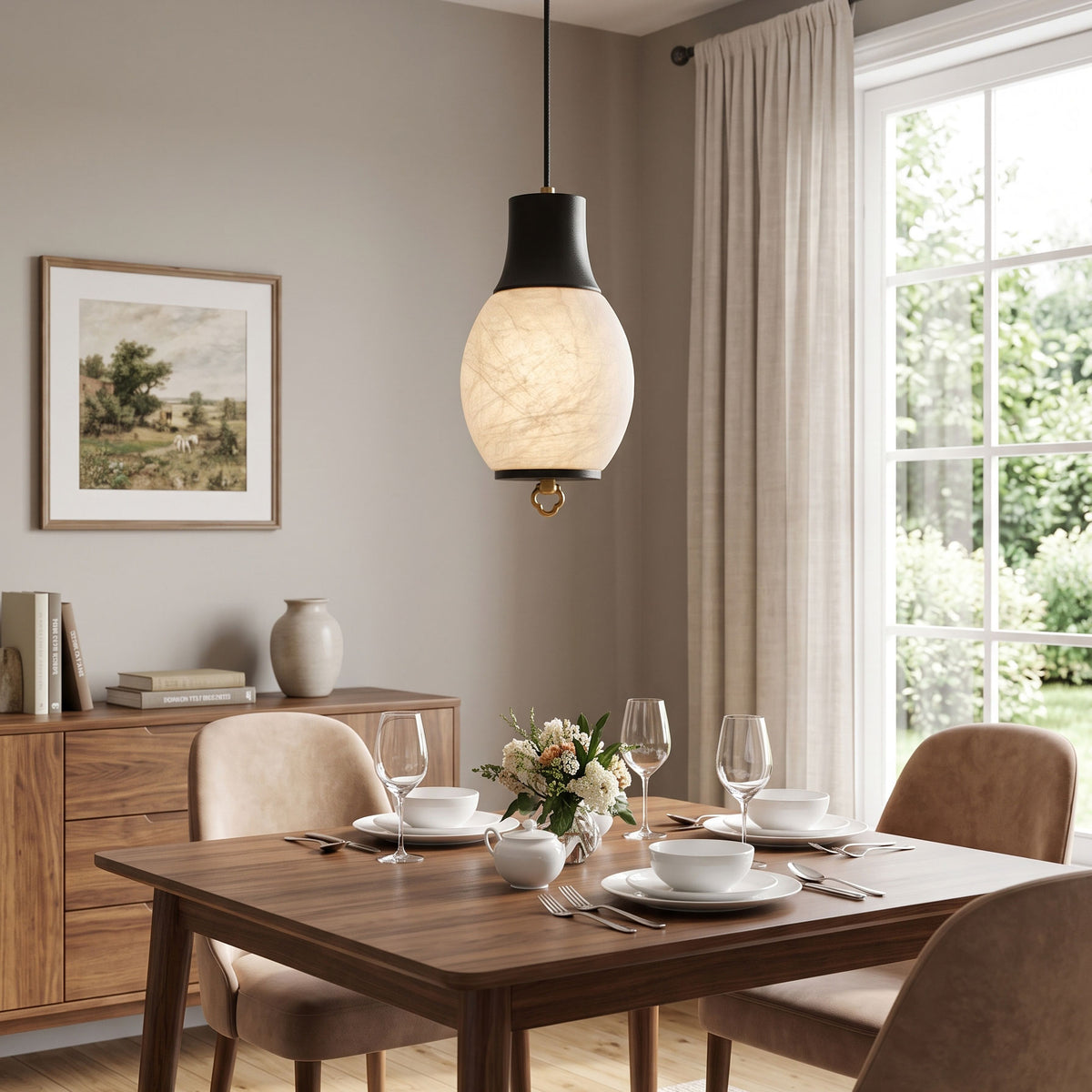 Nico Mulberry Silk Pendant Light