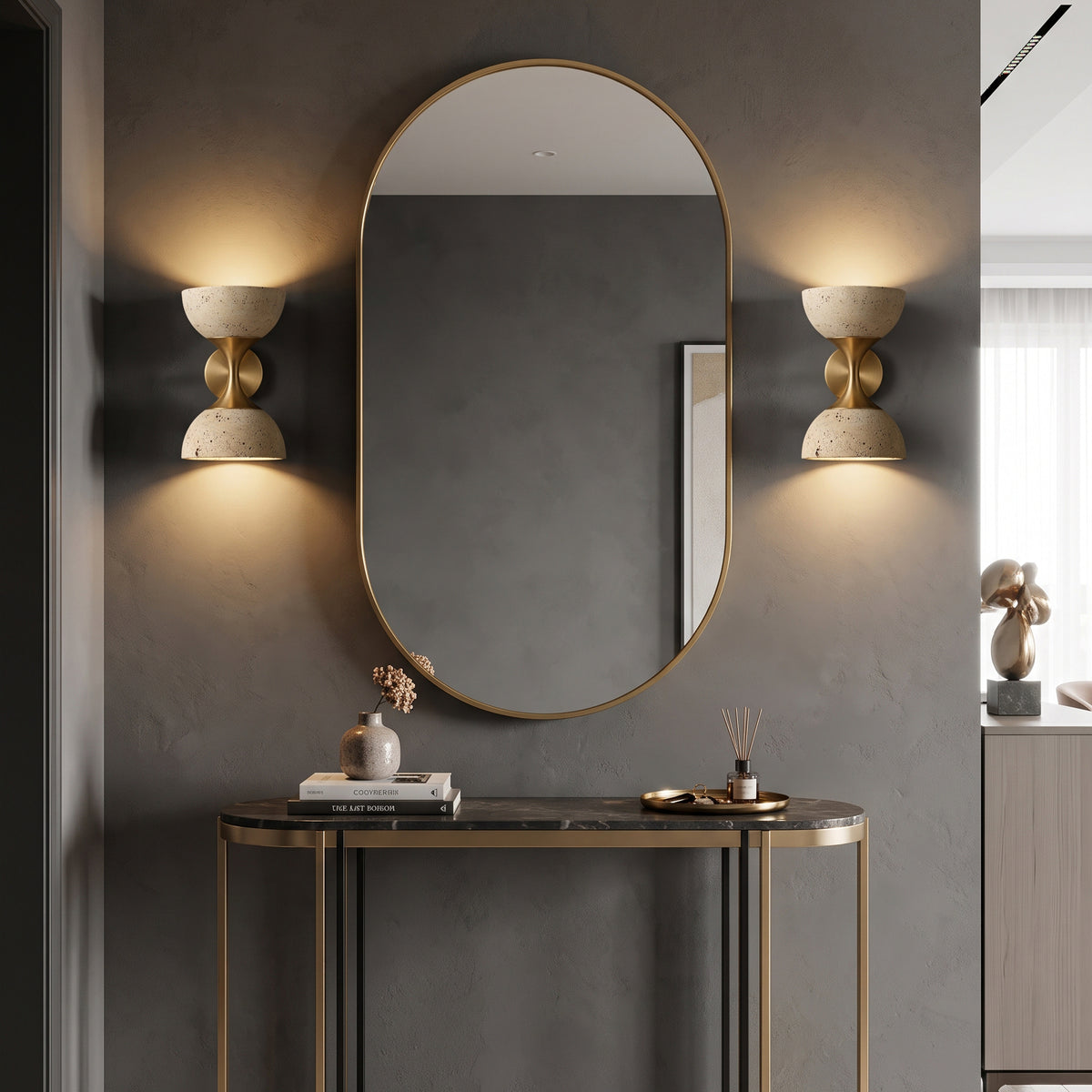 Nydia Travertine Cone Wall Sconce