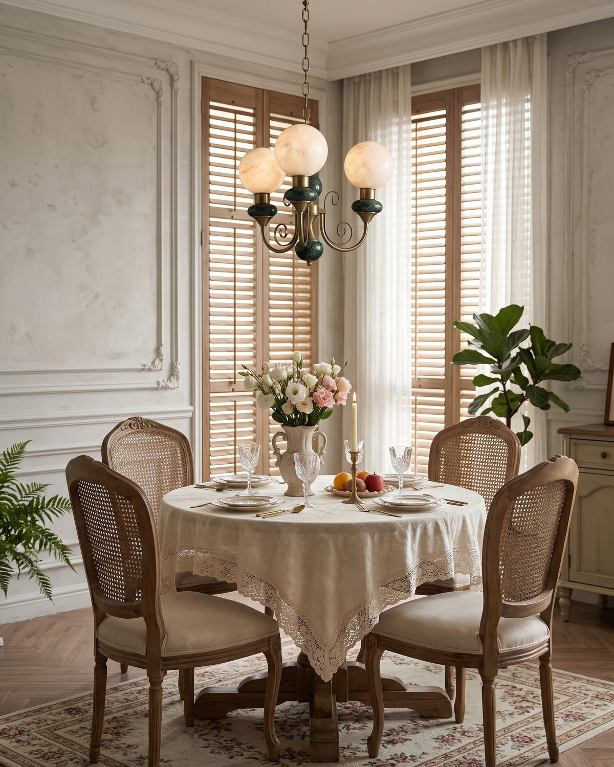 Lámpara de Araña de Globos de Alabastro Octavius
