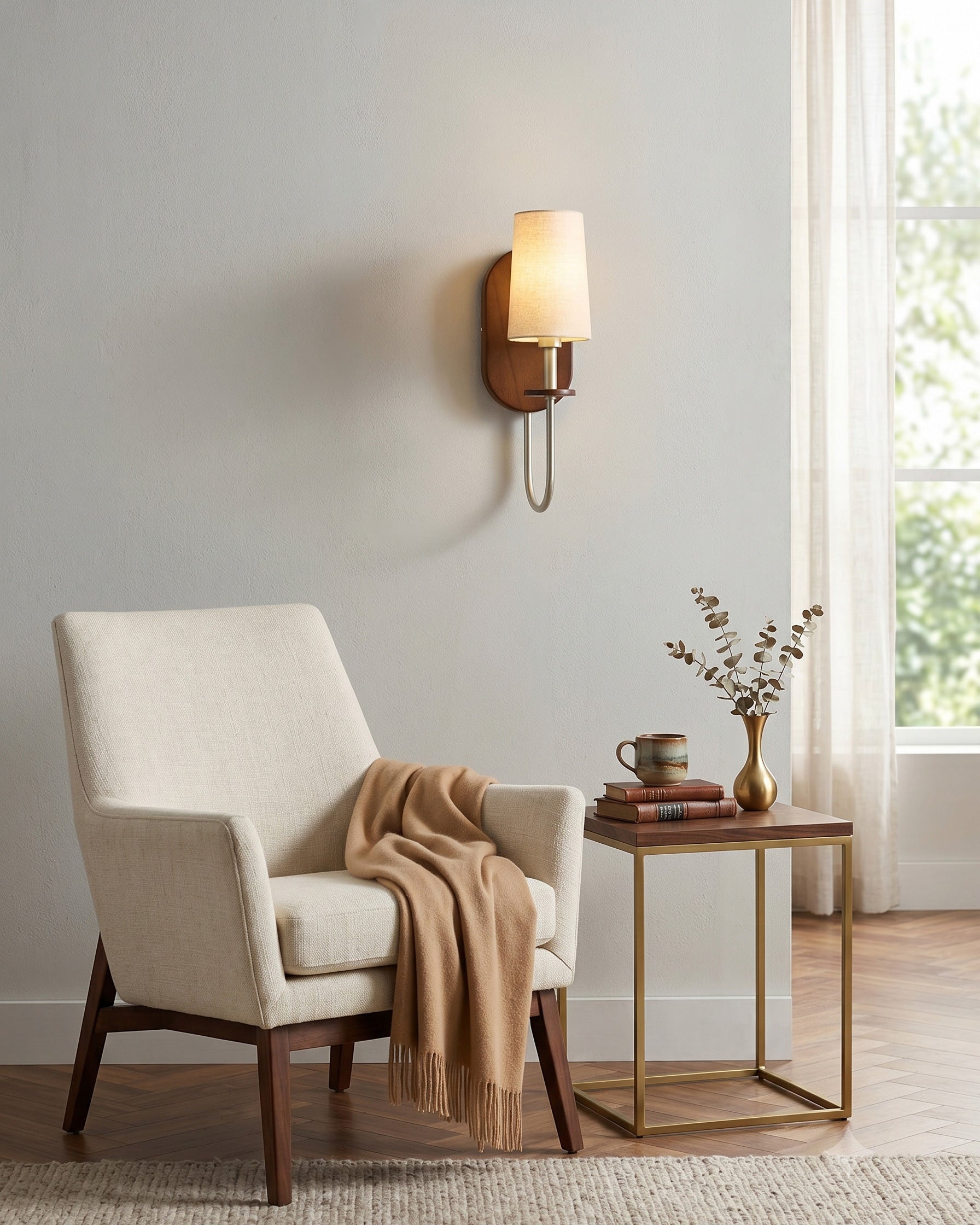 Orson Walnut Brass Wall Sconce