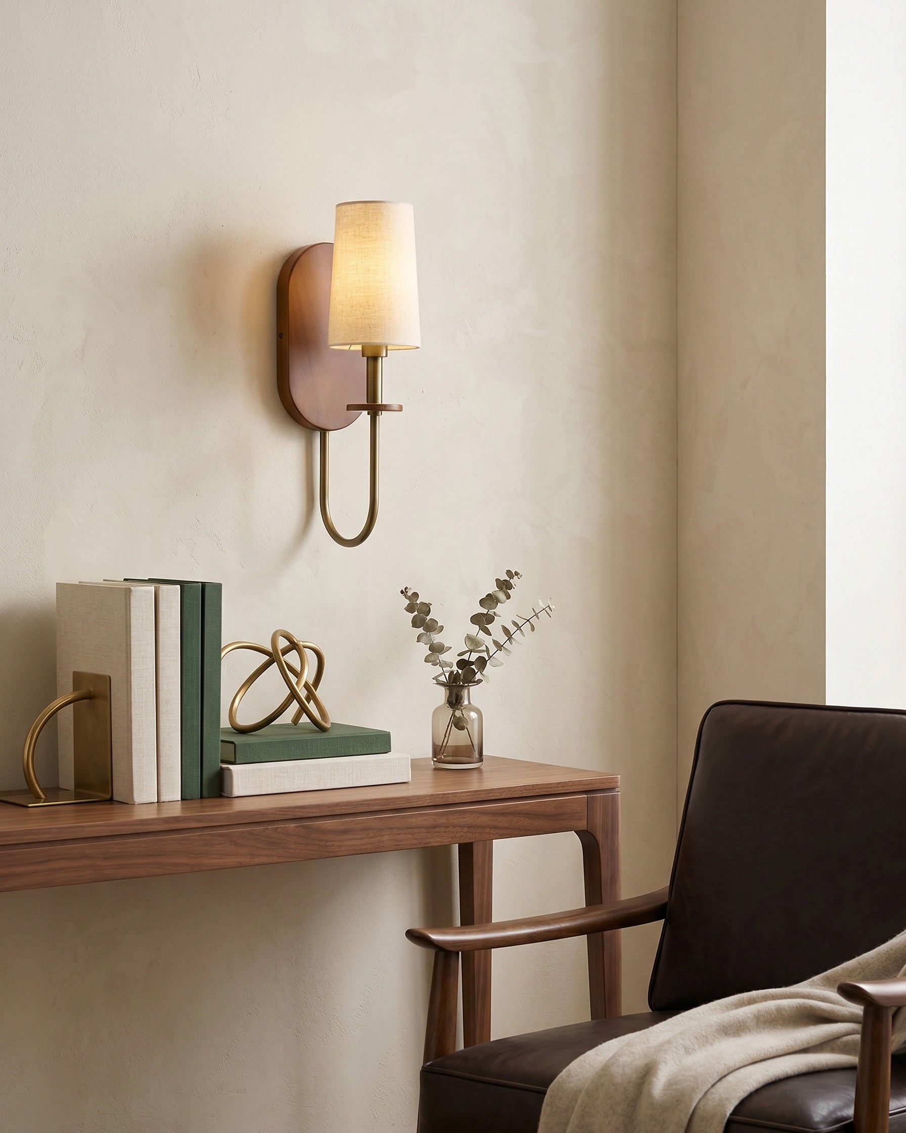Orson Walnut Brass Wall Sconce