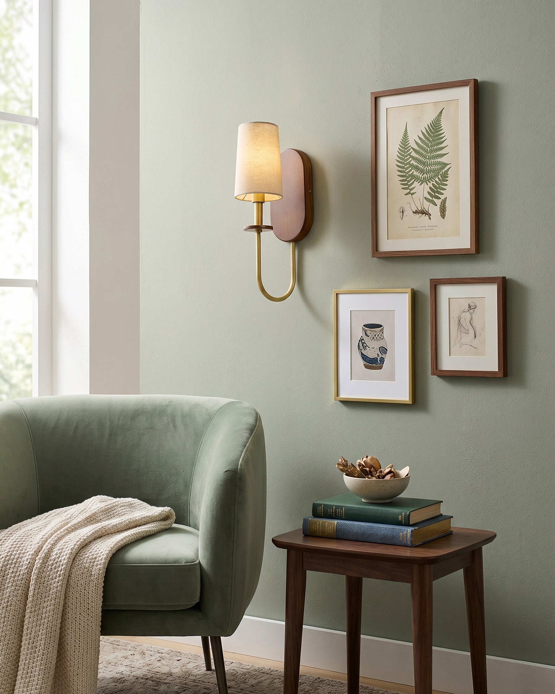 Orson Walnut Brass Wall Sconce