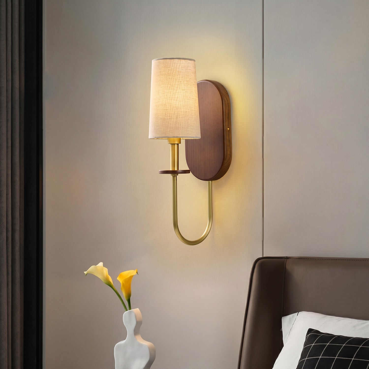 Orson Walnut Brass Wall Sconce
