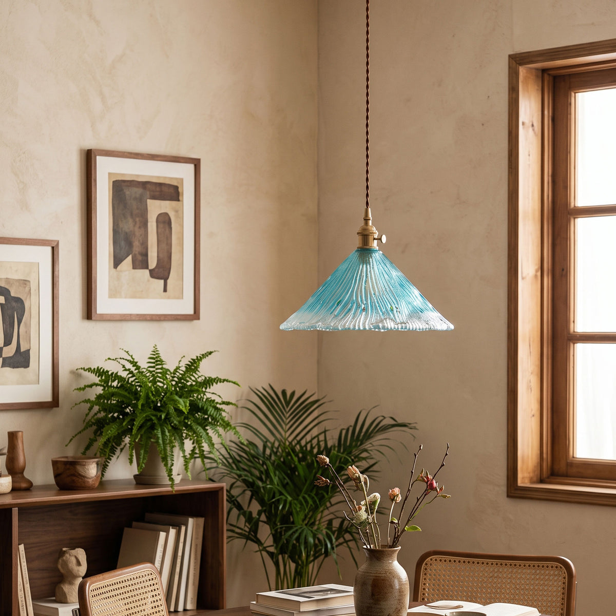 Quintin Pleated Cone Pendant Light – detail 3
