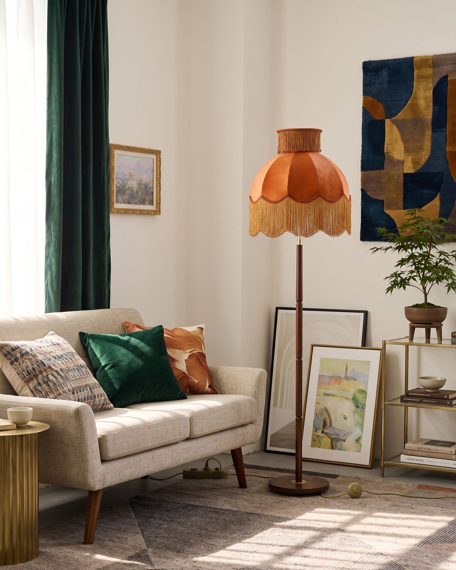 Ramona Velvet Fringe Floor Lamp