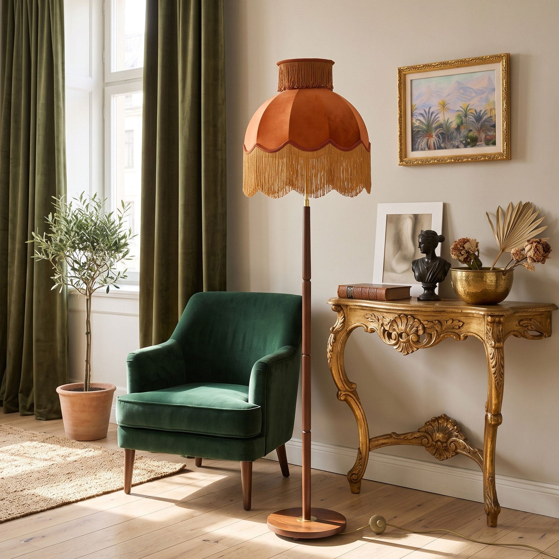 Ramona Velvet Fringe Floor Lamp