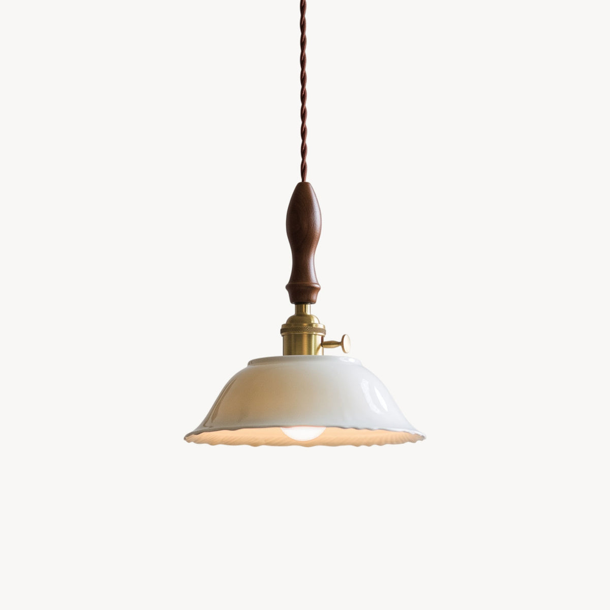 Lampada a sospensione in ceramica rigata Rhodri