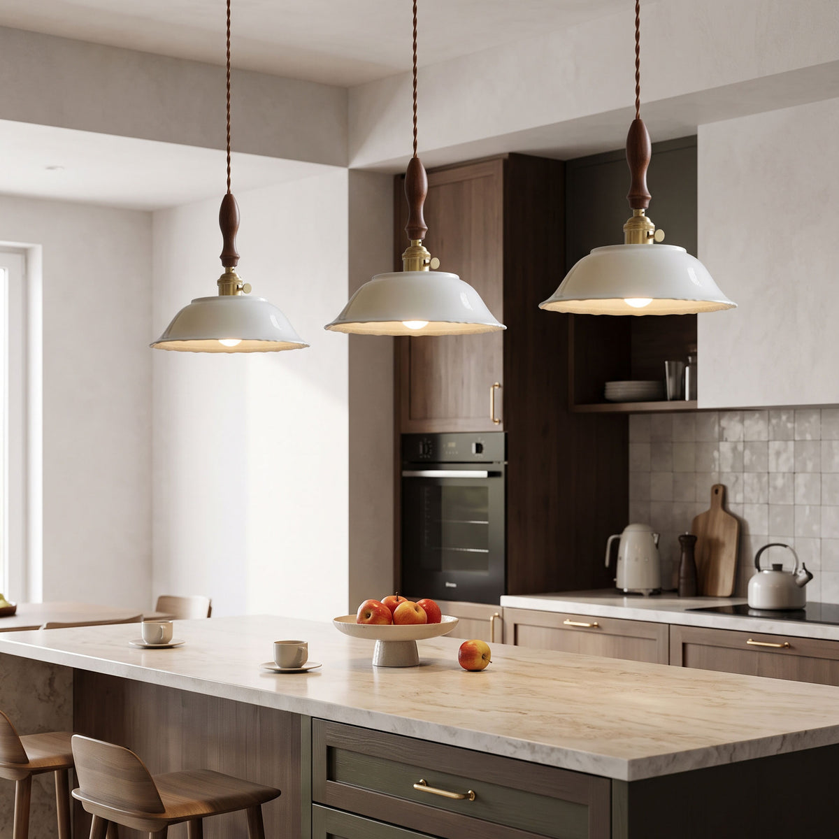 Lampada a sospensione in ceramica rigata Rhodri