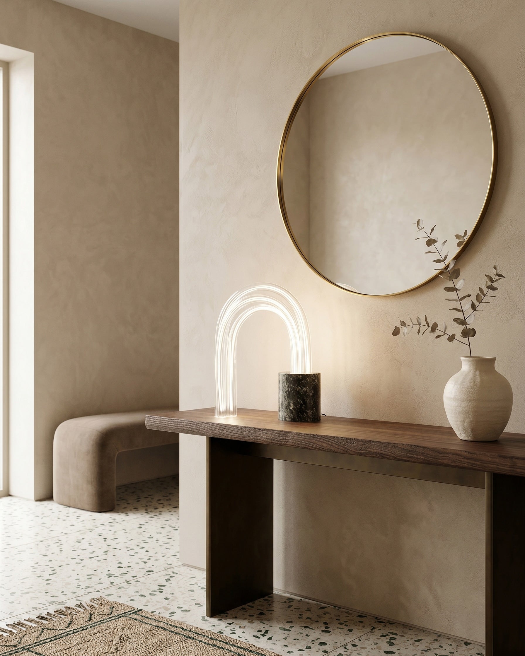 Ribbed Marble Table Lamp