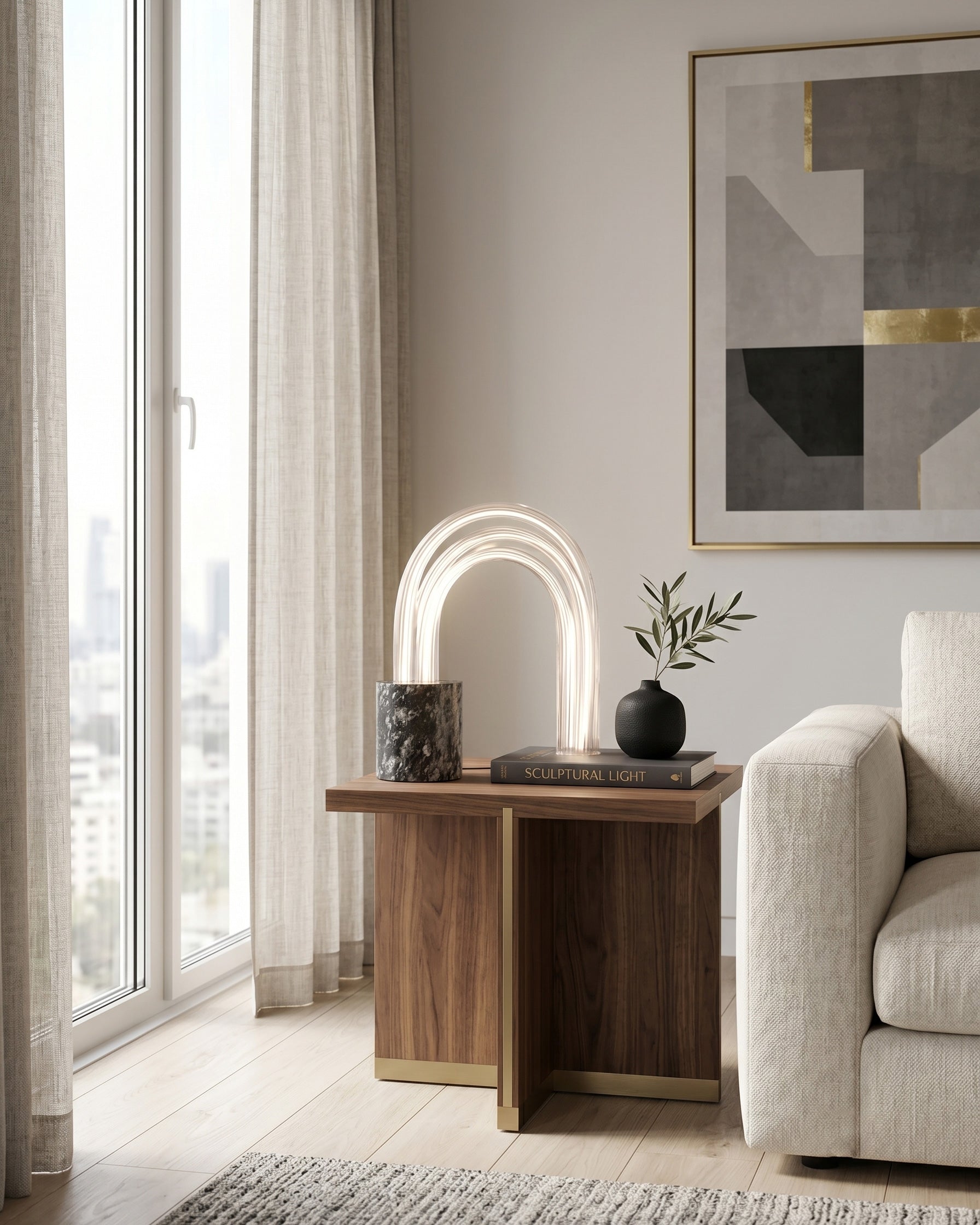 Ribbed Marble Table Lamp