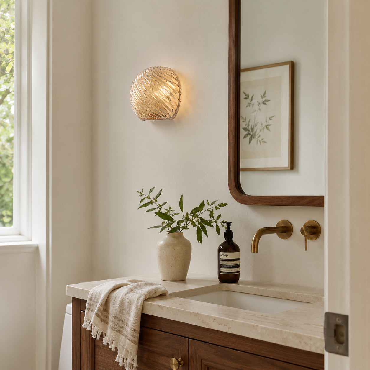 Silas Ribbed Glass Wall Sconce