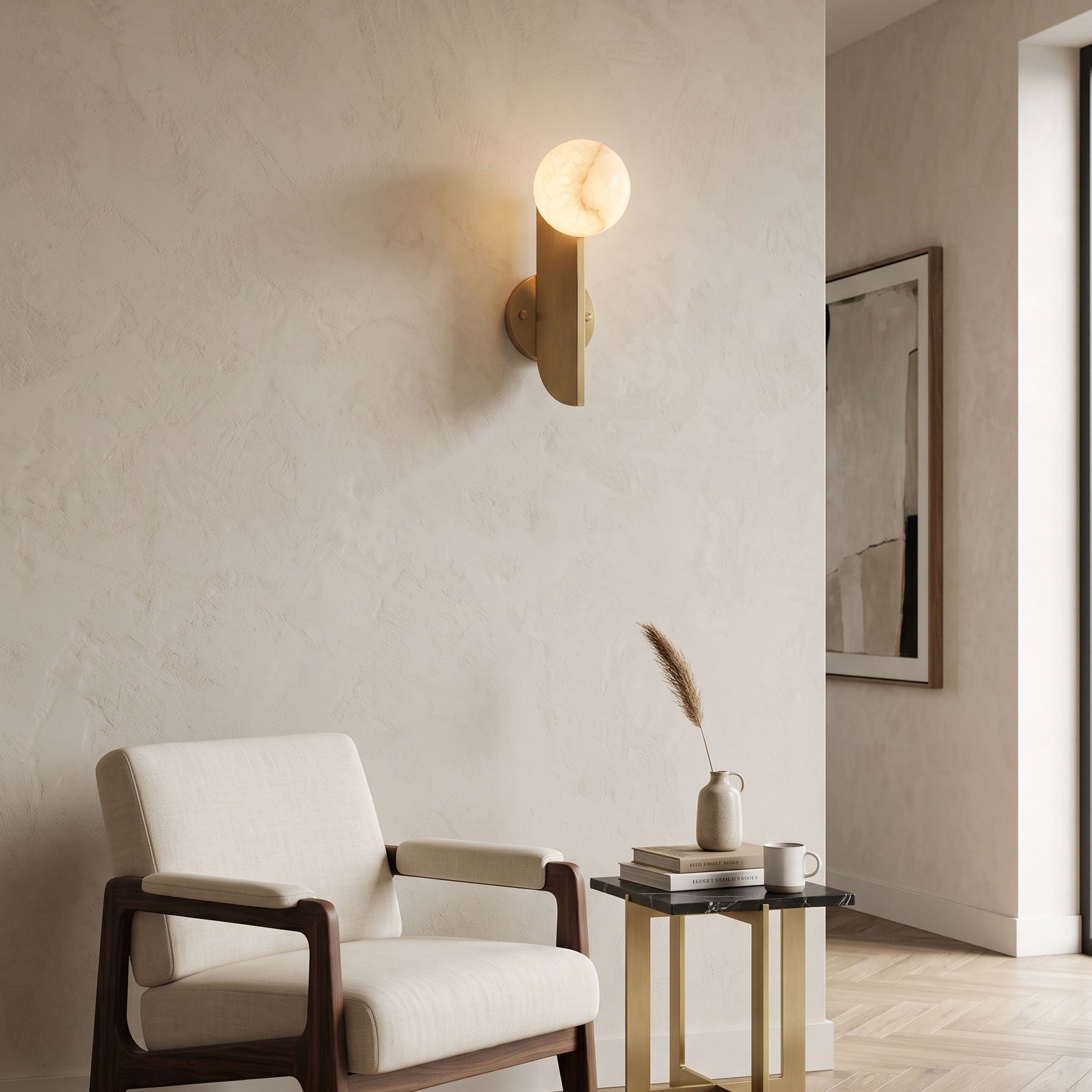 Vaughn Alabaster Sphere Wall Sconce