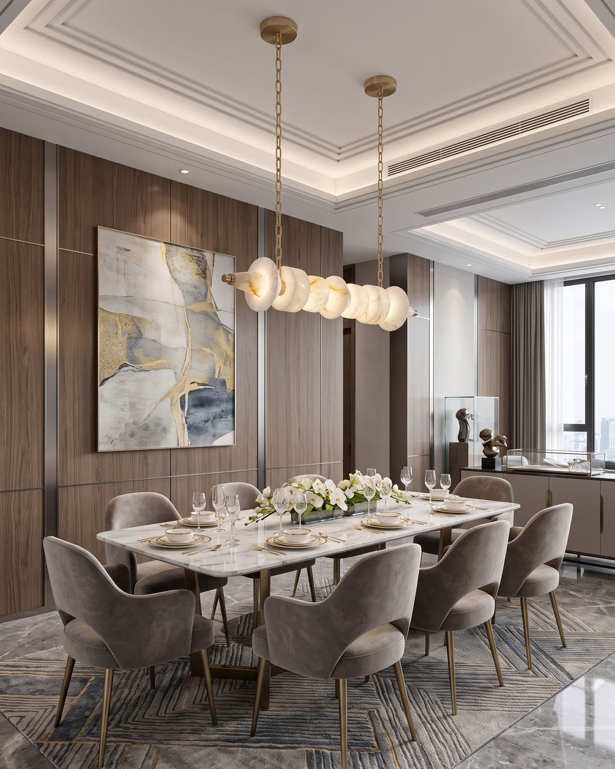 Warrick Linear Alabaster Chandelier