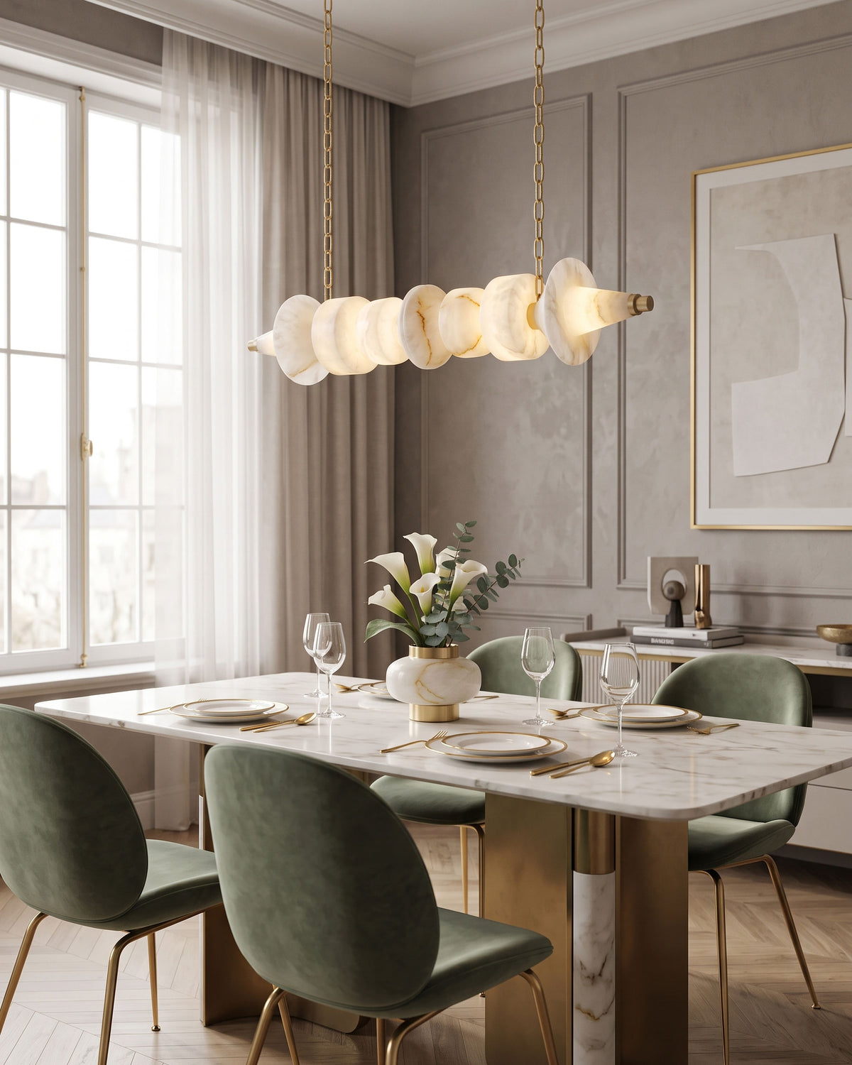 Warrick Linear Alabaster Chandelier