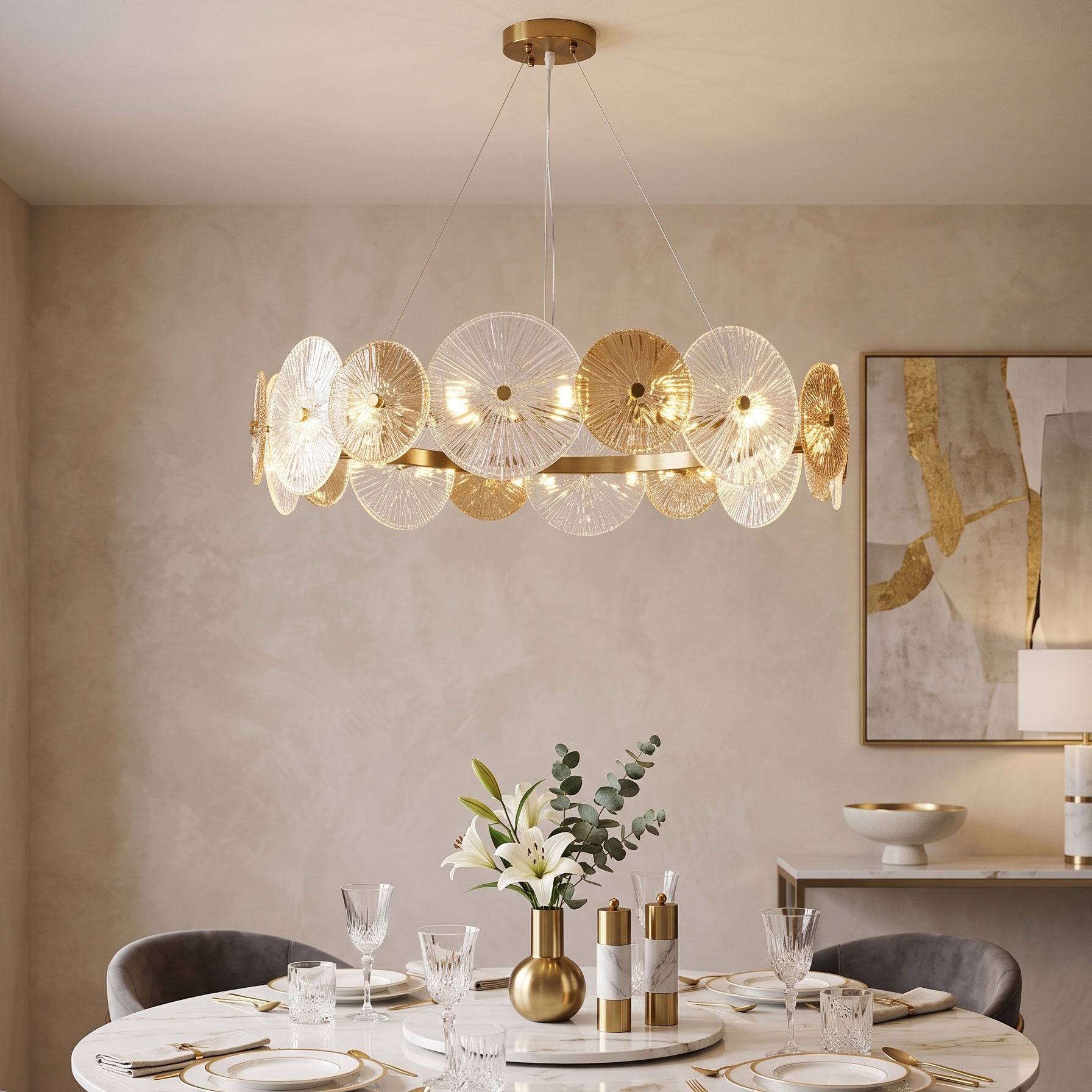 Whitaker Glass Disc Chandelier
