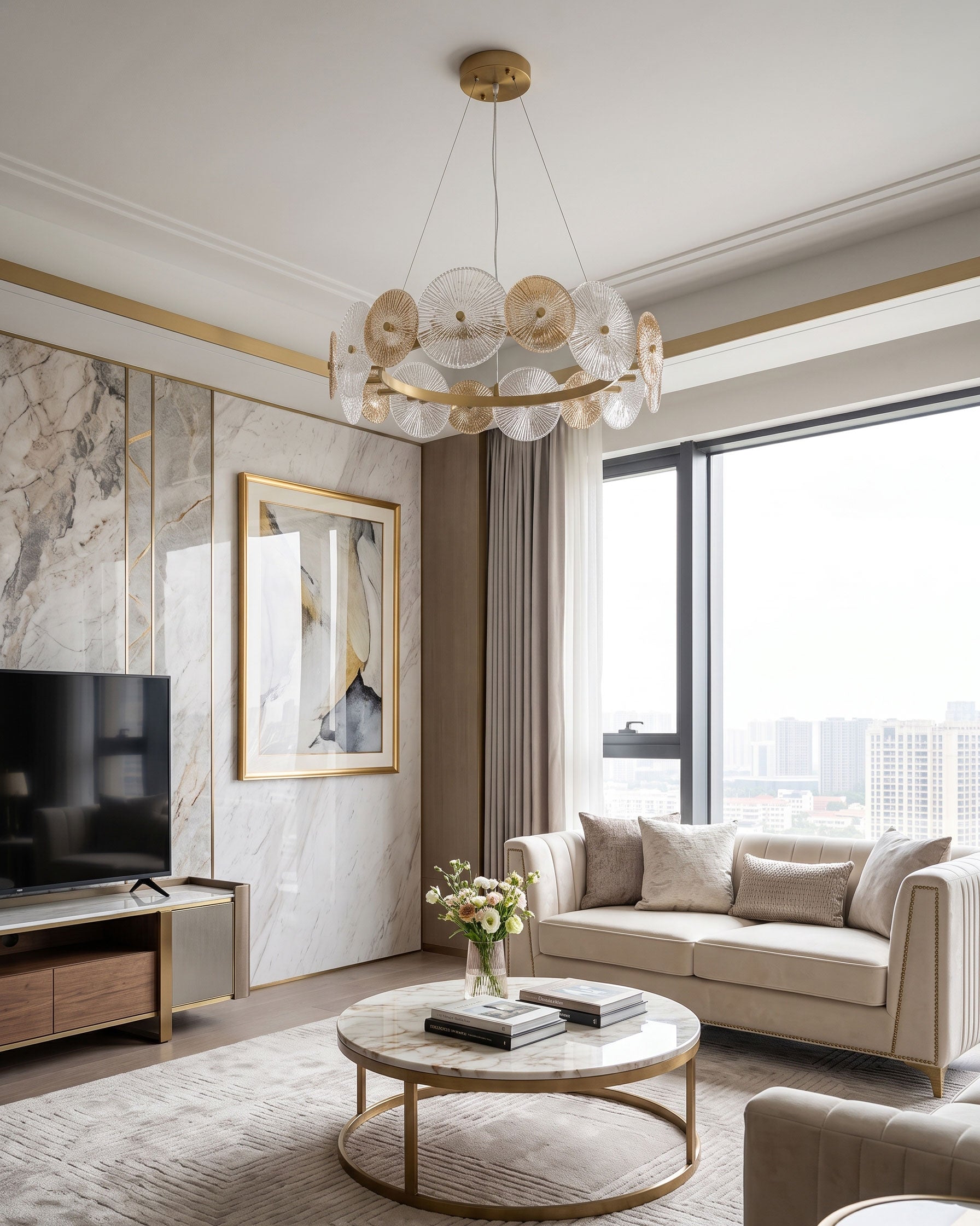 Whitaker Glass Disc Chandelier
