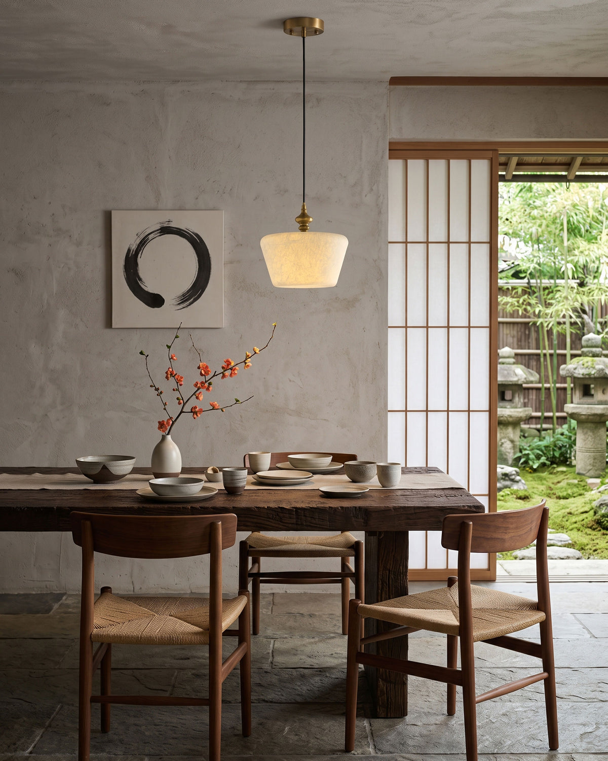 Zebulon Mulberry Silk Pendant Light