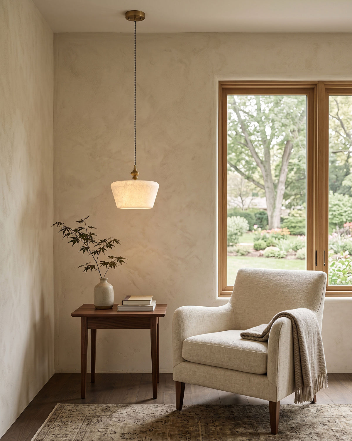 Zebulon Mulberry Silk Pendant Light