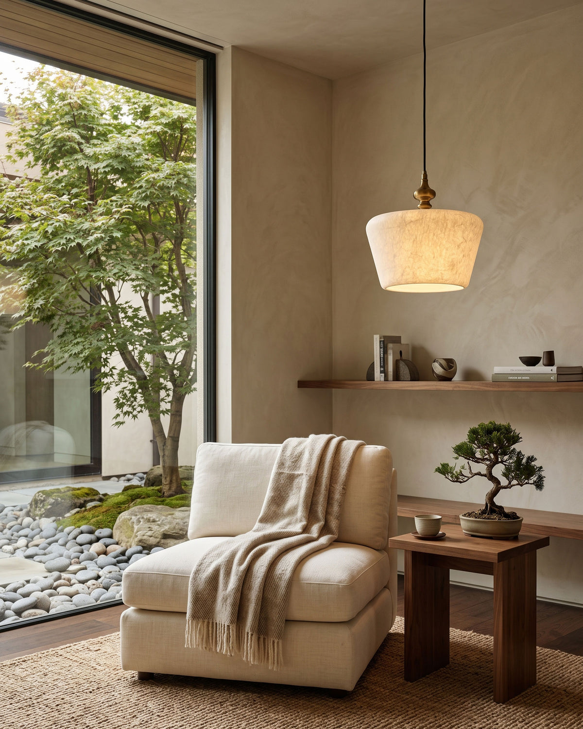 Zebulon Mulberry Silk Pendant Light