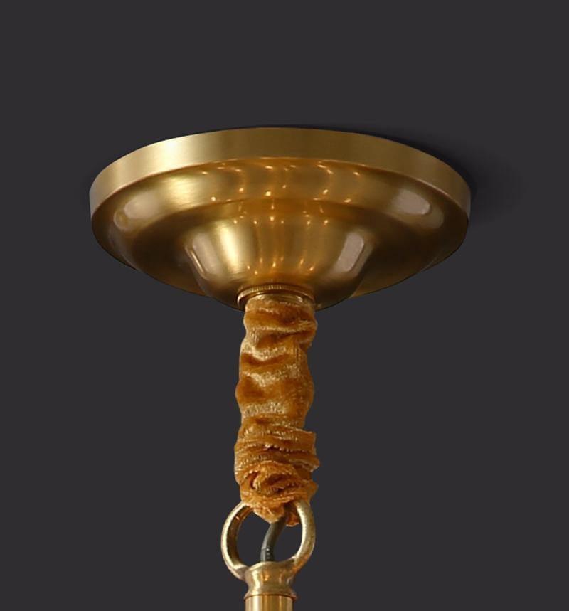 Brass Chandelier With Clear Glass Rods Shade
